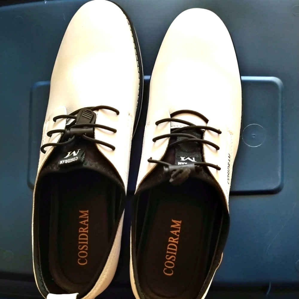 White casual leather slip on shoes 10.5